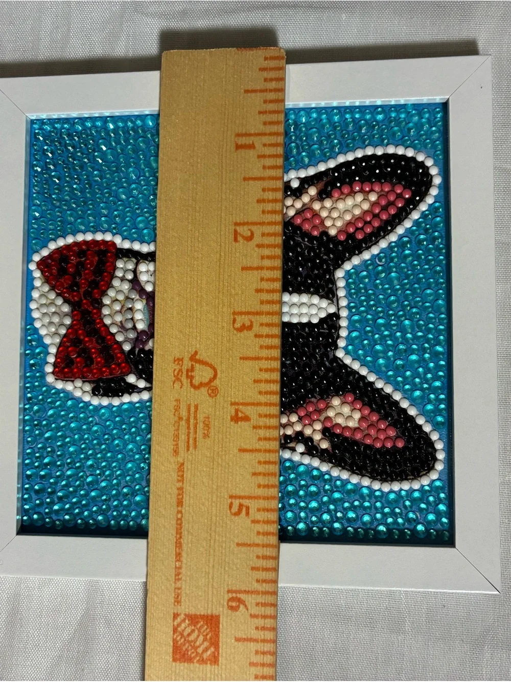Handmade Diamond Art Painting Boston Terrier with Red Glasses in White Frame